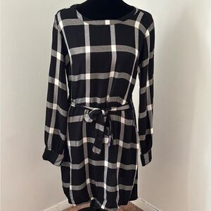 A New Day Plaid Black and White Women's Dress